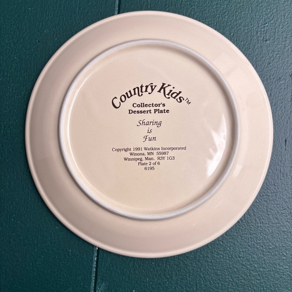 Vintage 90s Watkins Country Kids autumn pie plate and dessert plate - Picture 4 of 7